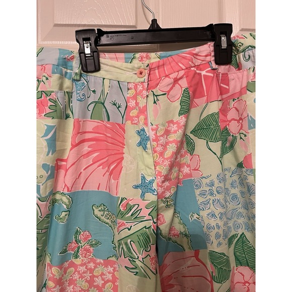 Lilly Pulitzer Patchwork Capri Pants Womens 10 Multicolor Floral Resort EUC - Picture 2 of 4